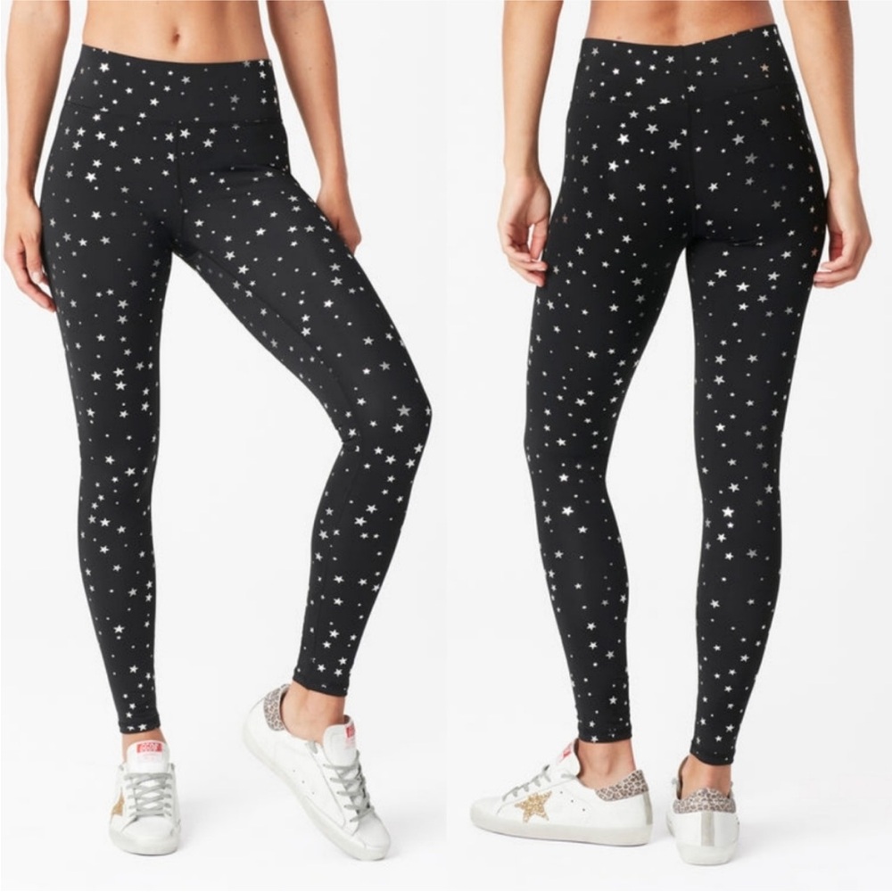 TEREZ Foil Printed mini Silver Star Leggings Small - Tall Band